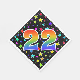 Farbenfrohe Sterne + Regenbogenmuster "22" Event # Serviette