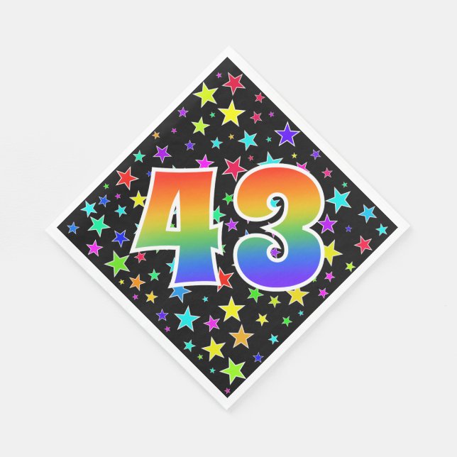 Farbenfrohe Sterne + Regenbogenmuster "43" Event # Serviette (Ecke)