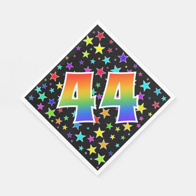 Farbenfrohe Sterne + Regenbogenmuster "44" Event # Serviette (Ecke)