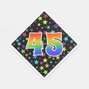 Farbenfrohe Sterne + Regenbogenmuster "45" Event # Serviette