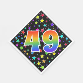 Farbenfrohe Sterne + Regenbogenmuster "49" Event # Serviette