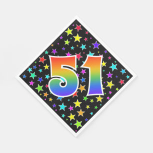 Farbenfrohe Sterne + Regenbogenmuster "51" Event # Serviette