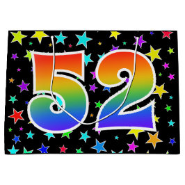 Farbenfrohe Sterne + Regenbogenmuster "52" Event # Große Geschenktüte