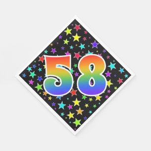 Farbenfrohe Sterne + Regenbogenmuster "58" Event # Serviette