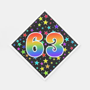 Farbenfrohe Sterne + Regenbogenmuster "63" Event # Serviette