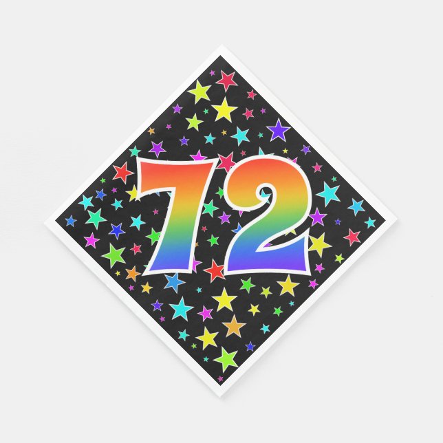 Farbenfrohe Sterne + Regenbogenmuster "72" Event # Serviette (Ecke)