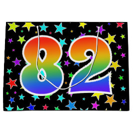 Farbenfrohe Sterne + Regenbogenmuster "82" Event # Große Geschenktüte