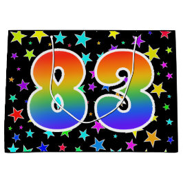 Farbenfrohe Sterne + Regenbogenmuster "83" Event # Große Geschenktüte