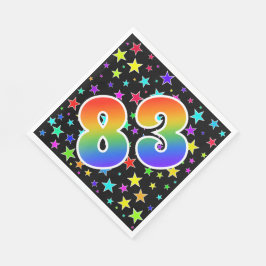 Farbenfrohe Sterne + Regenbogenmuster "83" Event # Serviette