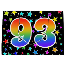 Farbenfrohe Sterne + Regenbogenmuster "93" Event # Große Geschenktüte