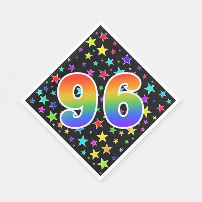 Farbenfrohe Sterne + Regenbogenmuster "96" Event # Serviette (Ecke)