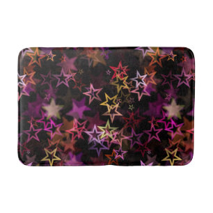 Farbenfrohe Sterne tanzen whimsisisch Badematte