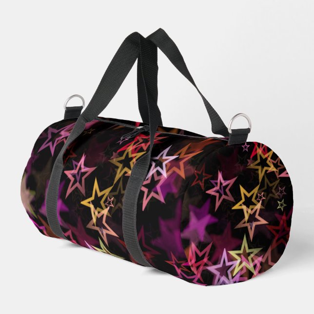 Farbenfrohe Sterne tanzen whimsisisch Duffle Bag (Linke Seite)