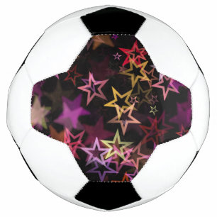 Farbenfrohe Sterne tanzen whimsisisch Fußball