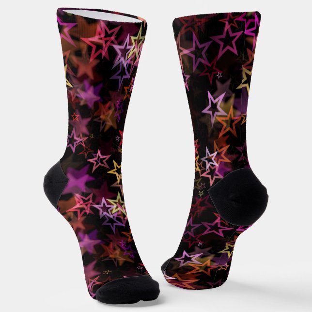 Farbenfrohe Sterne tanzen whimsisisch Socken (Gewinkelt)