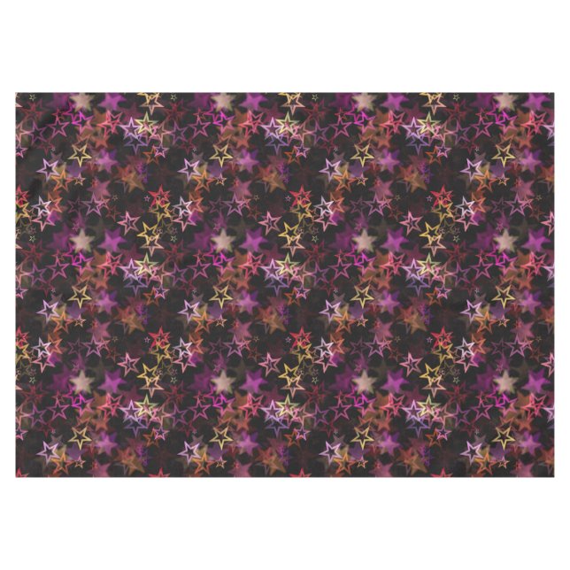 Farbenfrohe Sterne tanzen whimsisisch Tischdecke (Vorderseite (Horizontal))