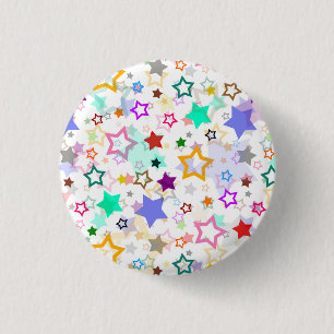 Farbenfrohe Sterne Weiß Button