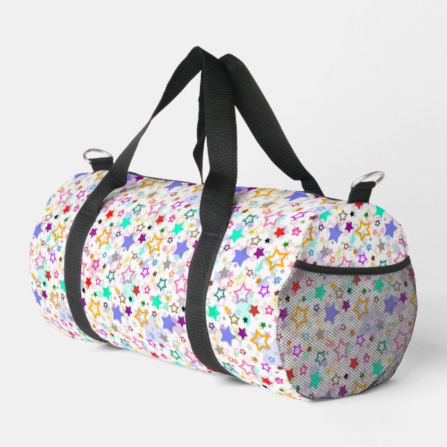 Farbenfrohe Sterne Weiß  Duffle Bag (Rechte Ecke)
