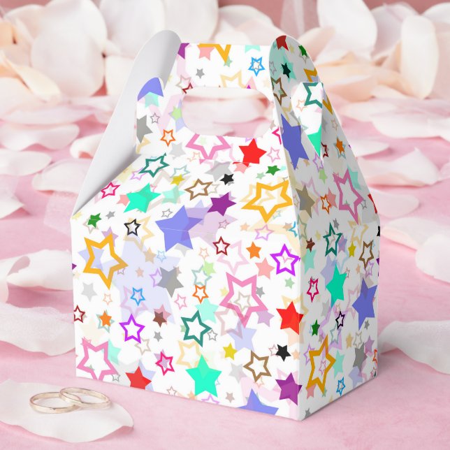 Farbenfrohe Sterne Weiß  Geschenkschachtel (Hochzeit)