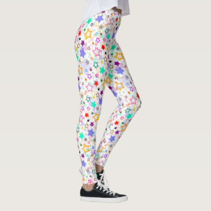 Farbenfrohe Sterne Weiß  Leggings