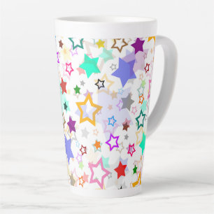 Farbenfrohe Sterne Weiß  Milchtasse