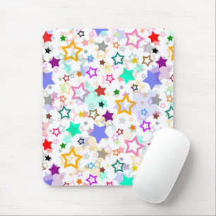 Farbenfrohe Sterne Weiß  Mousepad