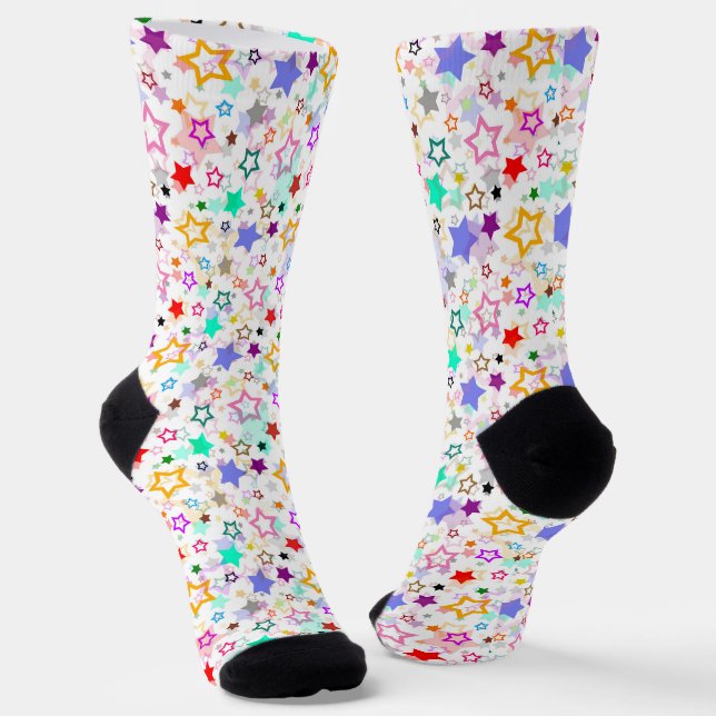 Farbenfrohe Sterne Weiß  Socken (Gewinkelt)