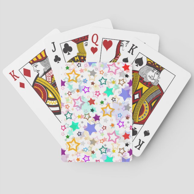 Farbenfrohe Sterne Weiß  Spielkarten (Rückseite)