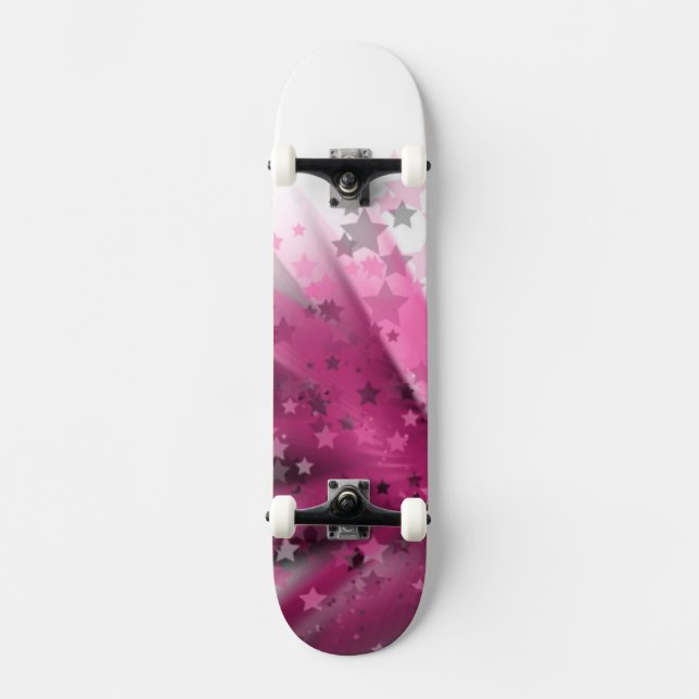 Farbenfrohe Sternenexplosion Skateboard (Vorderseite)