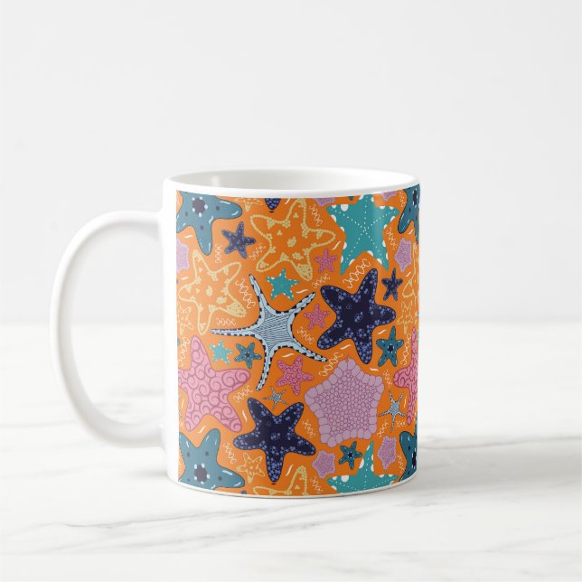 Farbenfrohe Sternfische Kaffeetasse (Links)