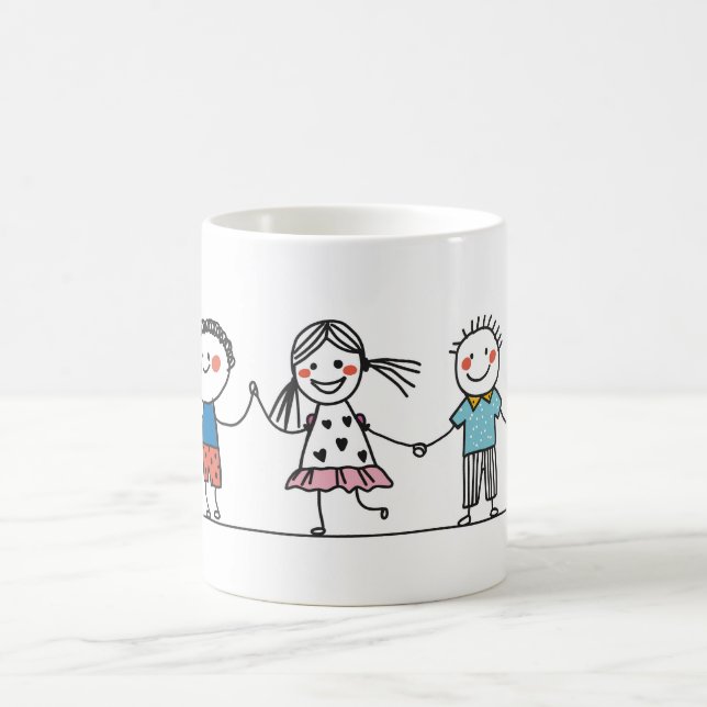 Farbenfrohe Stick Man Illustration Set Kaffee Tass Kaffeetasse (Mittel)