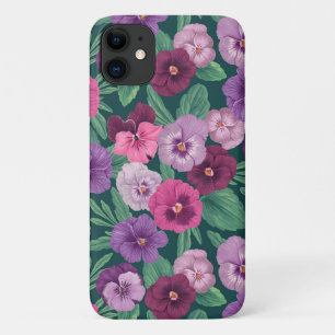 Farbenfrohe Stiefmütterchen auf dunkelgrünblau Case-Mate iPhone Hülle