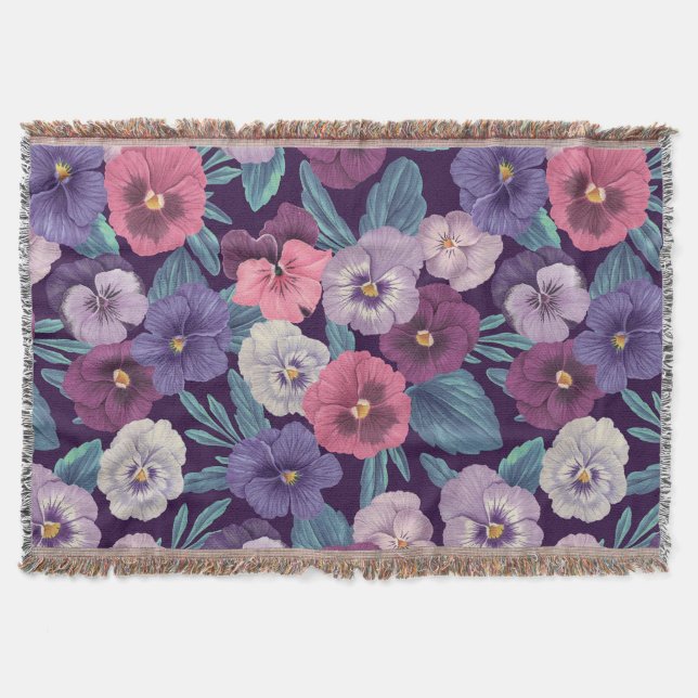Farbenfrohe Stiefmütterchen auf tiefviolett Decke (Vorderseite)