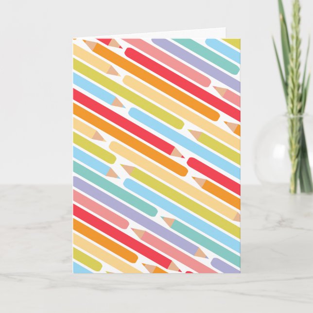 Farbenfrohe Stifte Lehrerin Wertschätzung Dankeskarte (Vorderseite)