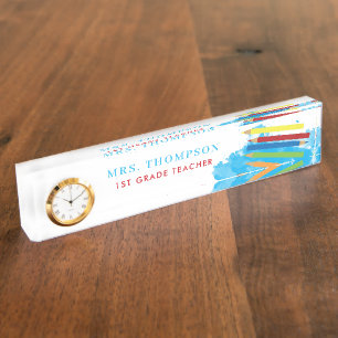 Farbenfrohe Stifte Personalisiert Lehrer Namensplakette