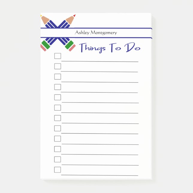 Farbenfrohe Stifte Post-it Klebezettel (Vorderseite)