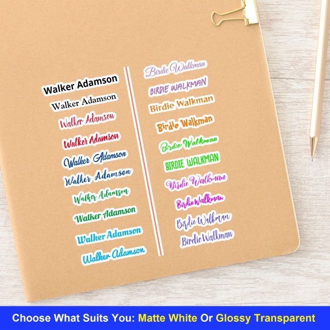 Farbenfrohe Stilaufkleber (einfache Markennamen) Aufkleber (name label stickers)