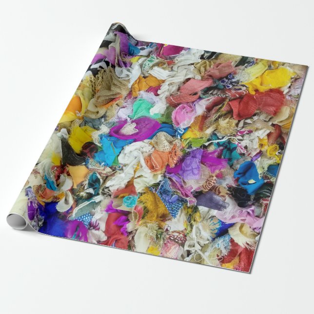 farbenfrohe Stoffcollage Geschenkpapier (Ungerollt)