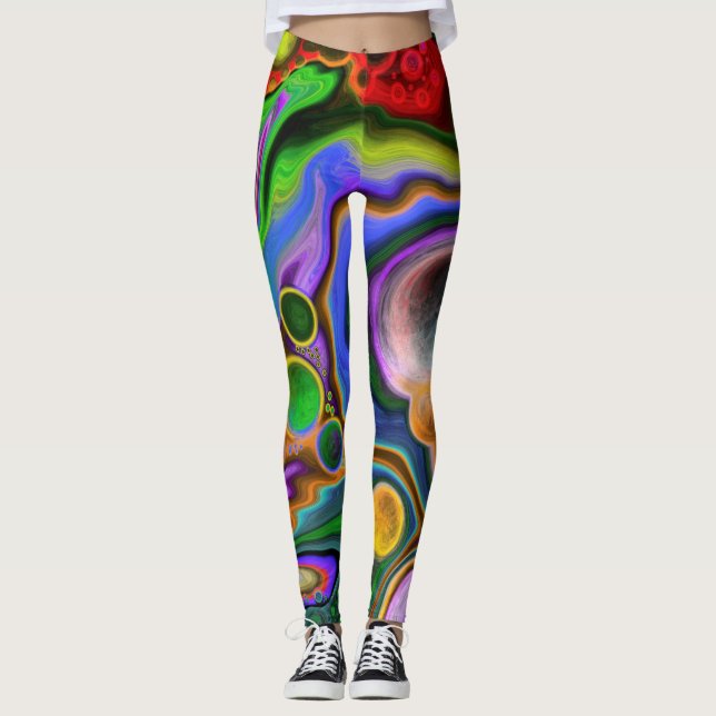Farbenfrohe strahlende Flüssigkeit Art Pour Malere Leggings (Vorderseite)
