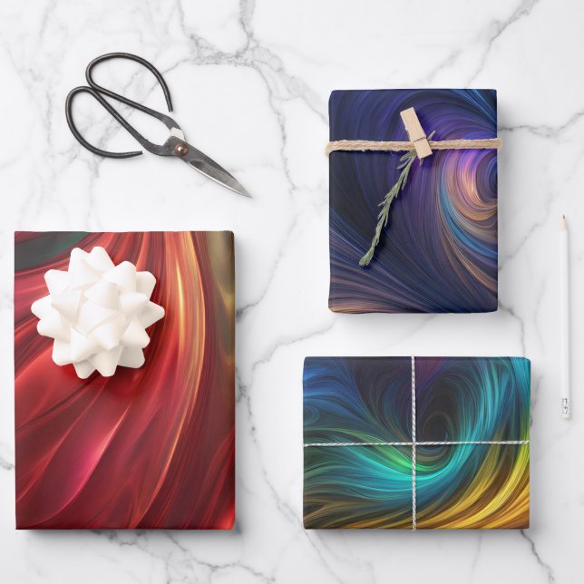 Farbenfrohe strahlende Muster Geschenkpapier Set (Vorderseite)