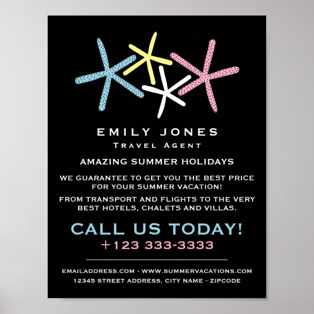 Farbenfrohe Strandfische, Reisewerbung für Agent Poster (Vorne)