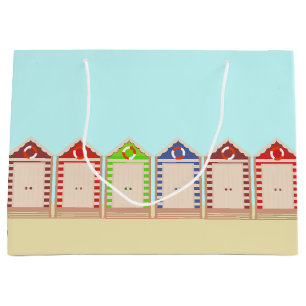 Farbenfrohe Strandhütten Sommer Große Geschenktüte