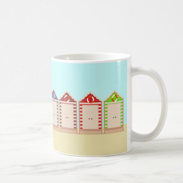 Farbenfrohe Strandhütten Sommer Kaffeetasse (Rechts)