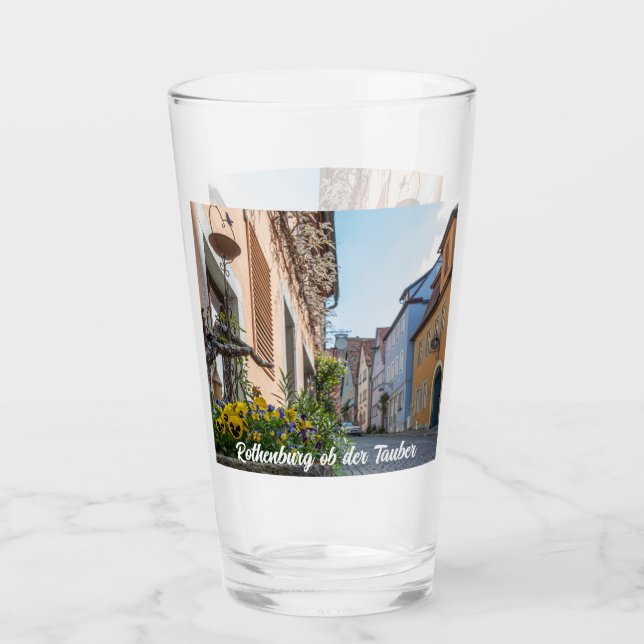 Farbenfrohe Straße in Rothenburg ob der Tauber Glas (Vorderseite)