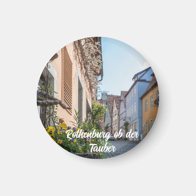 Farbenfrohe Straße in Rothenburg ob der Tauber Magnet (Vorne)