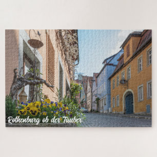 Farbenfrohe Straße in Rothenburg ob der Tauber Puzzle