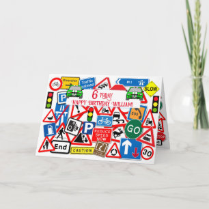 Farbenfrohe Straßensignatur Kids's Geburtstag Karte