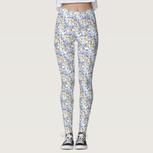 Farbenfrohe Sträuße aus Retro-Blumen auf Weiß  Leggings