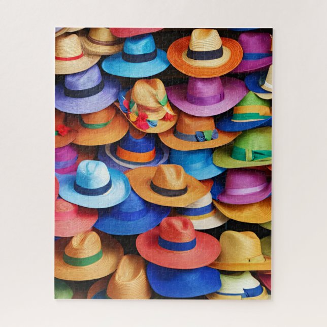 Farbenfrohe Straw Hats Jigsaw Puzzle (Vertikal)