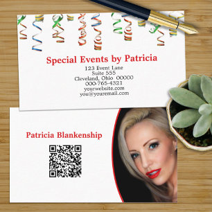 Farbenfrohe Streamer QR Code Foto Beruflich Visitenkarte